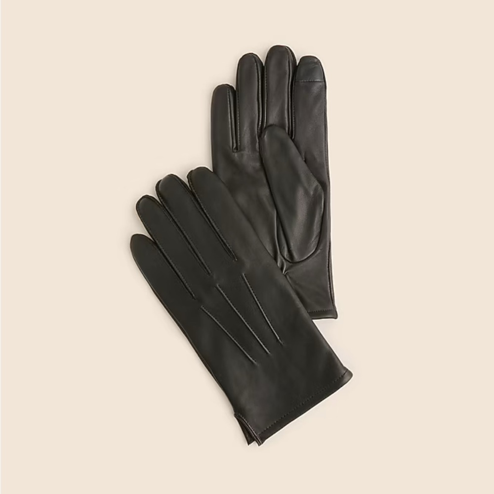 J. CREW BLACK LEATHER CASHMERE LINED GLOVES. SOLD OUT IN STORES!!